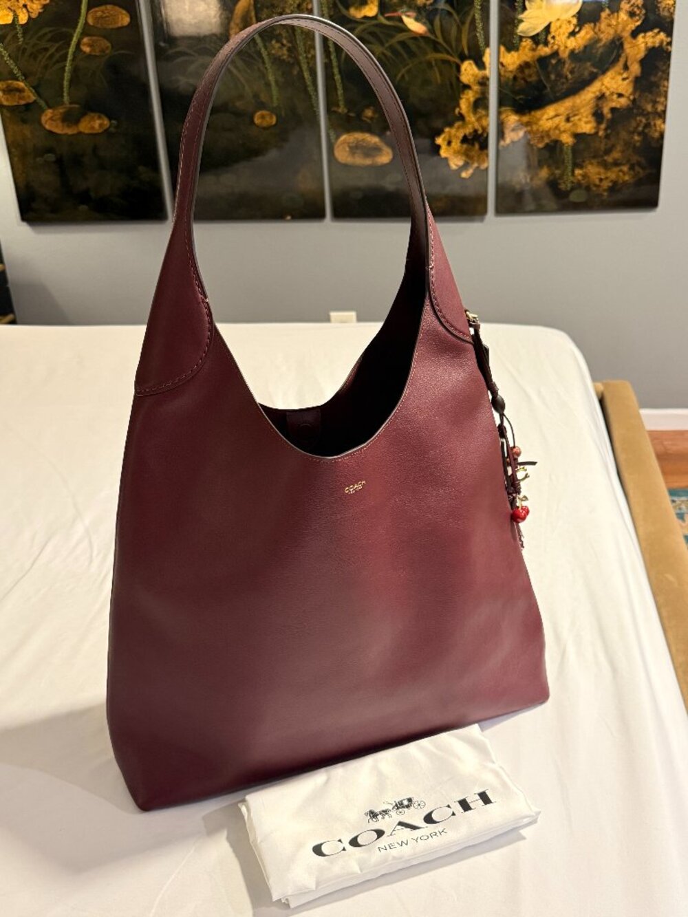 LIKE NEW - Coach Merlot Brooklyn 39 Shoulder Bag w/ charm